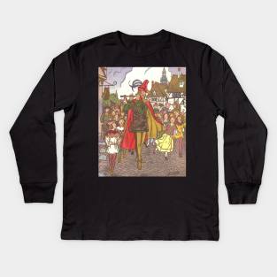 Vintage Fairy Tales, The Pied Piper of Hamelin Kids Long Sleeve T-Shirt